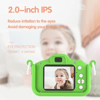 2 מסך IPS אינץ מיני מצלמה דיגיטלית מתנת יום הולדת קריקטורה צפרדע ילדים מצלמה USB לטעינה ילדים מצלמת וידאו עם קורא כרטיסים