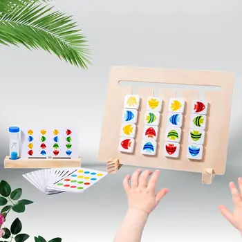 עץ הזזה צבע וצורה פאזל בגיל הרך חינוך צעצועי עץ פאזל שקופיות צבע וצורה התאמת משחק לילדים