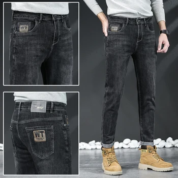 2023 חדש כותנה גברים Slim Fit ג 'ינס איכותי וישר מזדמן מכנסי ג' ינס מכנסיים אופנה איש המכנסיים בתוספת גודל 28-40
