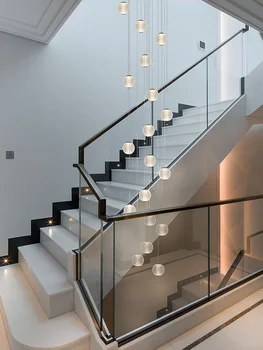 מודרני צורה כדורית תליון חוט נברשת מדרגות מושעה התקרה אורות דופלקס עליית היכל מנורה בסלון נברשות