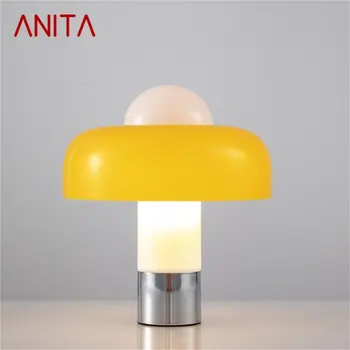 אניטה מודרני נורדי מנורת שולחן LED צהובה פטריות השולחן תאורה לבית קישוט חדר השינה