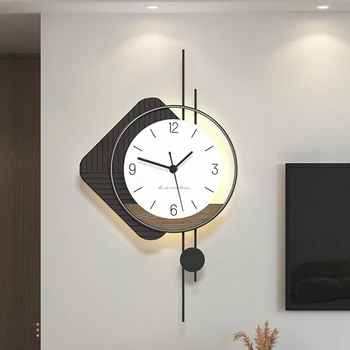 2023 חדש תאורת רקע שעון קיר הסלון קיר דקורטיבי שעון פשוט יצירתי מנורת קיר שעון אופנה שעון קיר המסעדה.