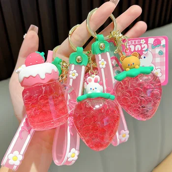 פירות מתוקים מחזיק מפתחות אדום תות תליון עבור תרמיל תיק מחזיק מפתחות של בובת תכשיטים ואביזרים
