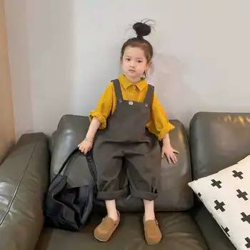 בנים ובנות אביב, סתיו סגנון קוריאני מזדמן Suspender מכנסיים 2023 האביב ילדים Suspender מכנסיים