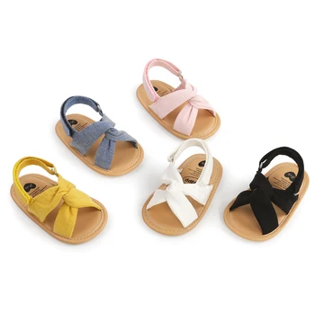 FOCUSNORM 0-18M קיץ לתינוק הנולד בנות סנדלי נעליים בסגנון פשוט צבע אחיד רך נעלי הבלעדי חיצוני מקורה