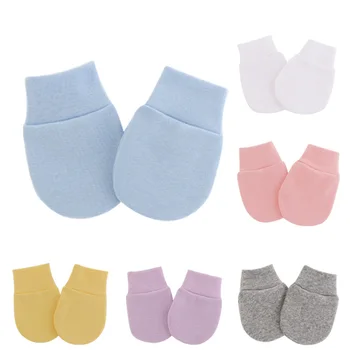 3Pairs כפפות תינוק כותנה להגן על גירוד העור אנטי-תופס כפפות בנים בנות כפפות תינוק רך נוח 0-6 חודשים