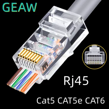 100pcs מחבר RJ45 Cat5 CAT5e CAT6 תקעים רשת כבלים מודולרית 8P8C מחברים לעבור דרך Plug עבור כבלי Ethernet