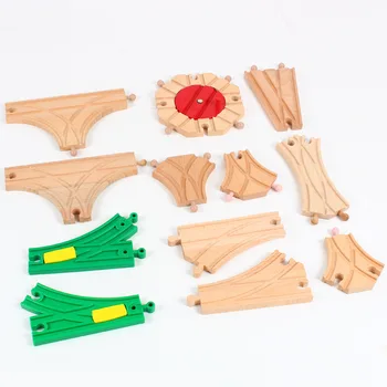 DIY עץ הרכבת מסלול להגדיר בעבודת יד להרכיב אביזרים Competible קטנים רכבת מוקדם חינוכי Pullze צעצועים לילדים