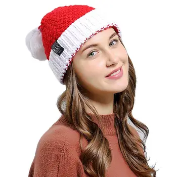 נשים חורף סרוגים לסרוג כובע חג המולד באגי פונפון כדור כובע סקי כבל חם