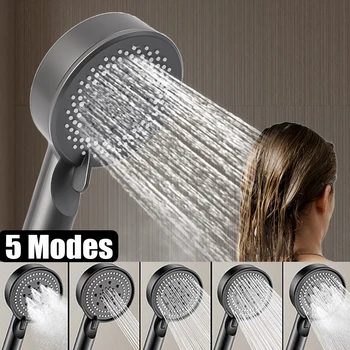 לחצו להגביר את ראש המקלחת 5 מצבים להתאמה מים גדול תשואה תכליתי המקלחת עיסוי מקלחת אביזרי אמבטיה