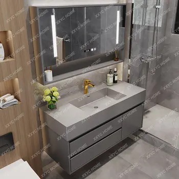 מודרני מינימליסטי חדר האמבטיה ארון אמבטיה בשילוב כיור אסלה שטיפת כיור אבן צלחת כל Washbin להגדיר