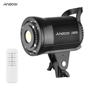 Andoer LM60Bi/LM135Bi וידאו אור נייד LED צילום מלא אור 60W 3000K-5600K ניתן לעמעום אור עם שליטה מרחוק