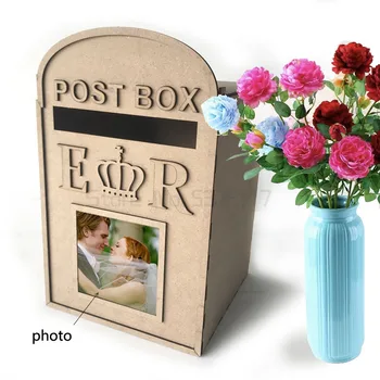 Buzón de madera בציר creativo, caja de correos de boda artesanal, contenedor דה periódico קון letras, adornos פארא-CD