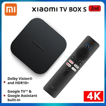 הגירסה העולמית Mi TV Box S 2nd Gen Iptv 4K Ultra HDR10+ Google TV DTS 360° Bluetooth & IR שלט חכם Mi Box S שחקן