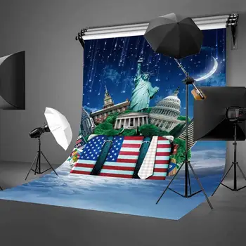 5x7ft האמריקאי בניינים רקע פסל החירות לאור הירח צילום רקע מסיבת צילום וידאו בסטודיו אביזרים