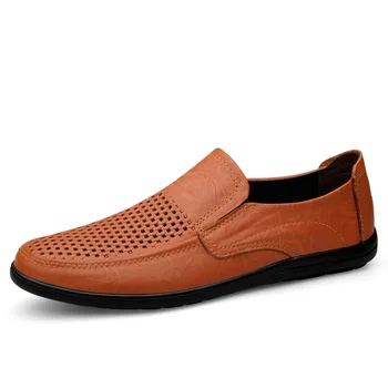 גברים נעלי אופנה נעלי גברים נעלי נוחות Mens נעלי עור אמיתיות נעלי סירה חור נעליים בסגנון רטרו גברים נעליים מזדמנים בעבודת יד
