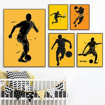 להתאמה אישית ספורט בבית הספר חדר ילדים בבית ללא מסגרת מופשטת ספורט פוסטר בד הציור כדורגל כדורסל אמנות קיר תמונה