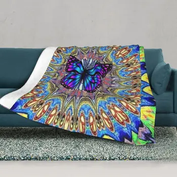 פסיכדלי זירת פרפר שמיכות 3D HD דיגיטלי פלנל מדהים חם לזרוק שמיכה בבית טקסטיל עיצוב