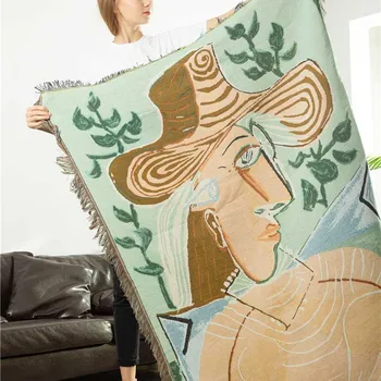 גיאומטריה לסרוג שטיח מצעים ציציות השמיכה הביתה כיסוי מיטה צבעוני כל העונה החוף הנשים צעיפים