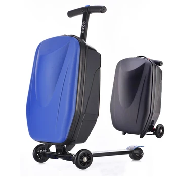 חדש עצלן סקייטבורד טרולי מזוודת נסיעות המשך rooling המזוודות קטנוע המזוודה נוח Multi-פונקציה נסיעות מזוודות