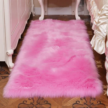 קטיפה עור כבש השטיח בחדר השינה שטיחים לחדר שיער ארוך המיטה כרית רצפה פלאפי חיקוי צמר שטיחים בסלון חמים ונעים, עיצוב הבית