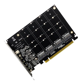 4 יציאה מ. 2 Nvme SSD כדי PCIE X16M מפתח כונן קשיח ממיר קורא כרטיס הרחבה, 4 X 32Gbps מהירות העברת