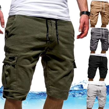 גברים של מכנסיים קצרים ירוק המכנסיים בקיץ Bermudas זכר מתלה כיסים אצן מכנסיים קצרים מזדמנים עובד צבא טקטי Bermudas 2021