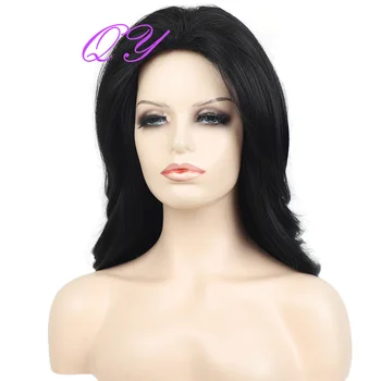 סינטטי שחור ישר נשים פאות ארוכות באיכות גבוהה עם שיער טבעי קו השיער הנשי יומי הפאה