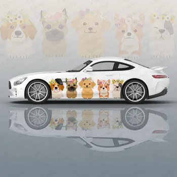 קריקטורה חמודה הכלב גוף מכונית מדבקות Itasha ויניל המכונית בצד המדבקה מדבקה גוף מכונית מדבקה למכונית עיצוב מדבקות