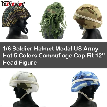1/6 חייל 1:6 הקסדה מודל צבא ארה כובע 5 צבעים כווית הסוואה כובע רשת HelmetCover F 12Inch נתוני פעילות הגוף Headsculpt