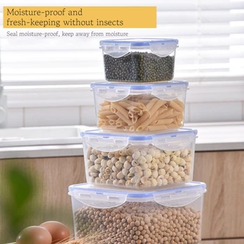 פלסטיק למיקרוגל מזון המכיל מזון תיבת אחסון המקרר ארגונית נייד שקוף קופסאות ציוד מטבח