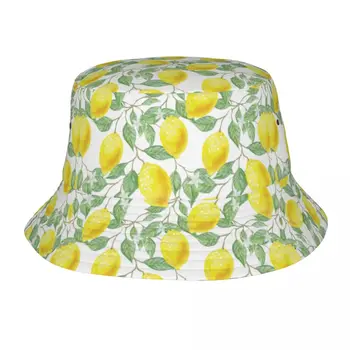 צבעי הקיץ לימון דפוס המאהב יוניסקס דלי כובעים מותאמים אישית קיץ חוף השמש הבוטני אמנות פרי הדר הכובע