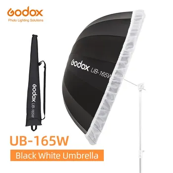 Godox UB-165W 65in 165cm פרבולי שחור לבן מחזיר אור מטריה סטודיו אור מטריה עם שחור כסף מפזר כיסוי בד