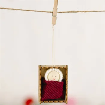 תליון בובה קטן עץ קטן קישוטים תלויים בובה של ילדים תליון Gnome סימנים עץ חג המולד חג המולד זר עץ
