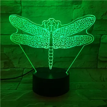 3D LED מנורת שפירית חרקים USB ססגוניות לילה אור צעצועים לילדים לגעת שולחן שולחן עיצוב יצירתי חג המולד יום הולדת מתנת החג 523