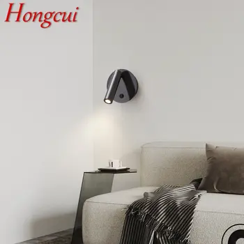 Hongcui נורדי קיר שחור תאורה LED מודרני פליז הפנים מנורות קיר מנורות בבית בסלון ליד המיטה זרקורים