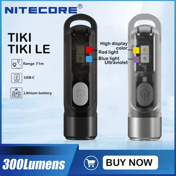 NITECORE טיקי TIKILE מחזיק מפתחות אור 300Lumens נייד משולש מקורות אור נטענת USB-פנס מובנה סוללה Li-ion