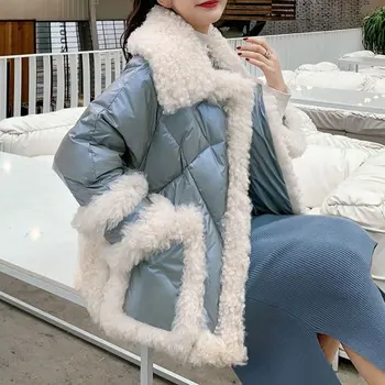 החורף והברדסים נשים מבריק עבה מעיל קוריאני תפרים 90% ברווז לבן למטה מעיל מעיל החורף חם נקבה הלבשה עליונה