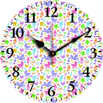 קריקטורה צבע מותאם אישית גדול השעון בסלון עיצוב הבית העגול קיר שעון קוורץ שעון של שולחן ילדים חדר שינה קישוט הקיר