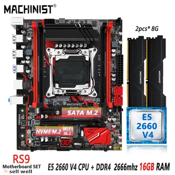 מכונאי RS9 לוח האם X99 להגדיר LGA 2011-3 ערכת Xeon E5 2660 V4 CPU 16GB(2*8G) DDR4 2666mhz זיכרון RAM Sata 3.0 NVME מ. 2 M-ATX