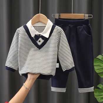 קוריאה תינוק בייבי בנים Gilrs בגדים סטים בסיסיים כותנה רקומה דוב סווטשירט+הרץ מכנסיים להגדיר הילדים ספורט חליפות בגדים