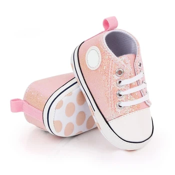 אופנה חמוד תינוק תינוקת נעלי בנים בנות בלינג בד נעלי פעוטות רכים סוליה נגד החלקה הראשונה הליכונים לתינוק נעלי ספורט