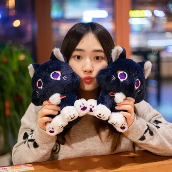 אנימה סקרמוש חתול חמוד קטיפה בובה Genshin השפעה נוודת מחמד Cosplay ממולאים כרית צעצוע נחמד לילדים, מתנת יום הולדת 25