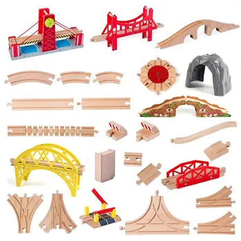 עץ מירוץ צעצוע הרכבת אביזרים רב בתפזורת ישר גשר הרכבת חריץ צעצועים הרחבת החינוך פעילויות לילדים