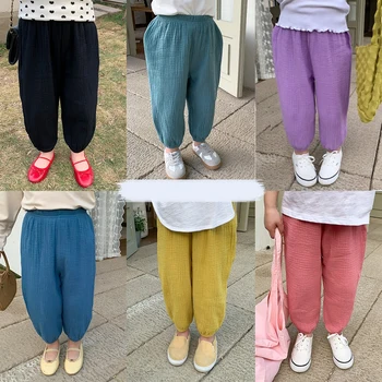 בייבי בנות בנים נגד יתושים מכנסיים ילדים ממתקים צבע המכנס תינוק כותנה מכנסיים 2023 הקיץ של הילדים קוריאני סגנון הבגדים
