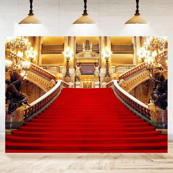 השטיח האדום צילום רקע הזהב ארמון מדהים האירופי הול רקע באנר סטודיו צילום אביזרים פוסטר