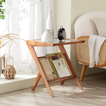 יפנית מעץ, שולחנות קפה יוקרה מודרנית הביתה מרפסת שולחן זכוכית לסלון קש הספה לצד שולחנות Salontafel רהיטים היי
