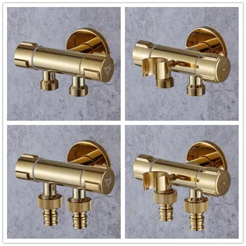 G1/2 זהב אחד-שתיים-שלוש-דרך זווית שסתום, פליז מזלף עם מקלחת המושב, Multi-פונקצית משולש שסתום ברז