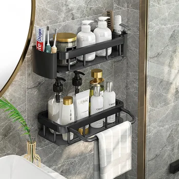 שירותים מדף מתכת קיר רכוב מקלחת אחסון סל השירותים שמפו מחזיק עבור מטבח חדר אמבטיה ארגונית אביזרים