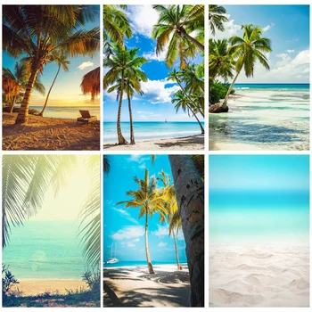 ZHISUXI קיץ טרופי ים חוף כפות עץ צילום רקע נופי תמונה תפאורות Photocall סטודיו צילום 22324 HT-01